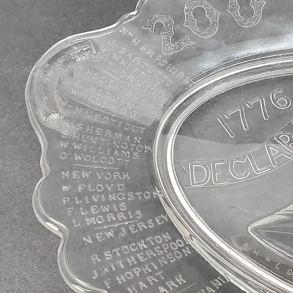 Declaration‎ of Independence 200 Years Ago Clear Glass Platter